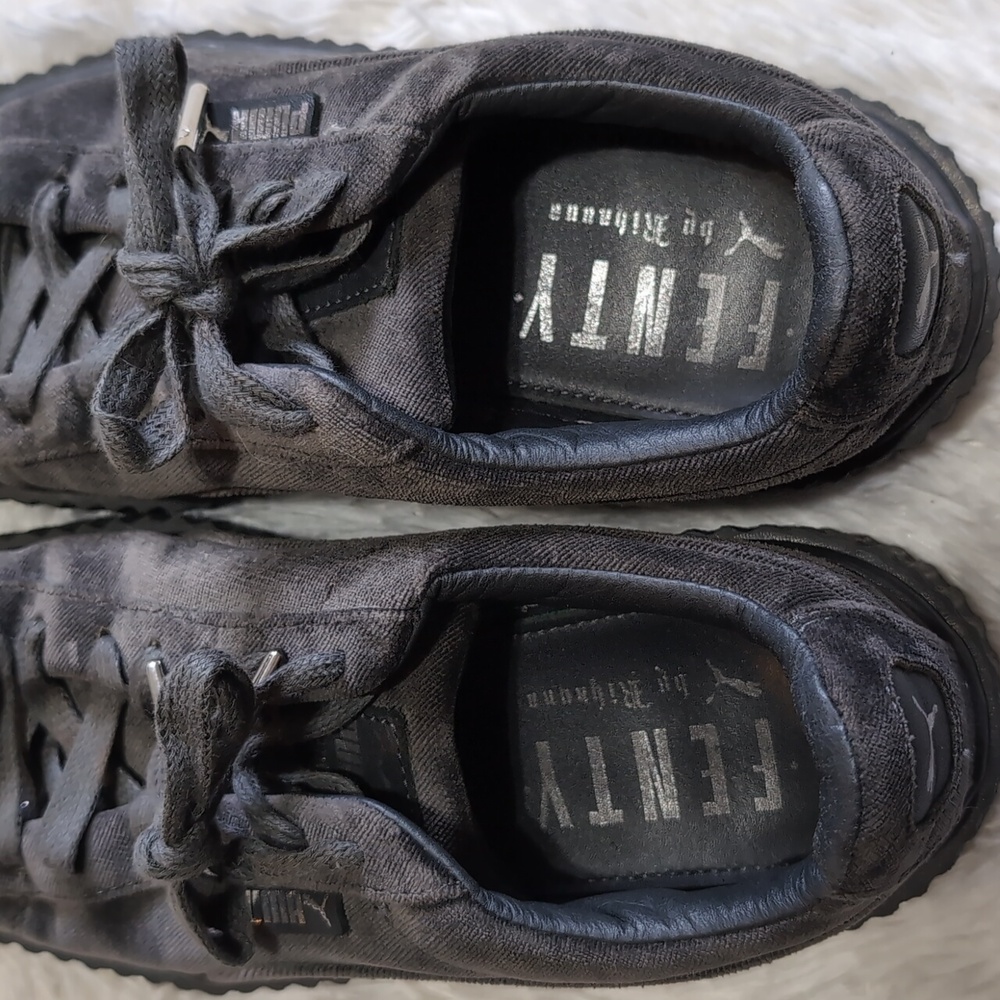 Fenty x Puma Soft Grey Velvet Lace Up One Inch Gothic Platform Creepers 6.5 - Picture 10 of 13